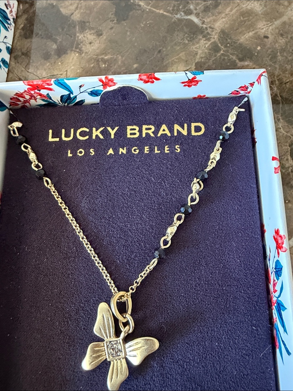 Lucky Brand Gold Butterfly Pendant Necklace in Box - Picture 3 of 5